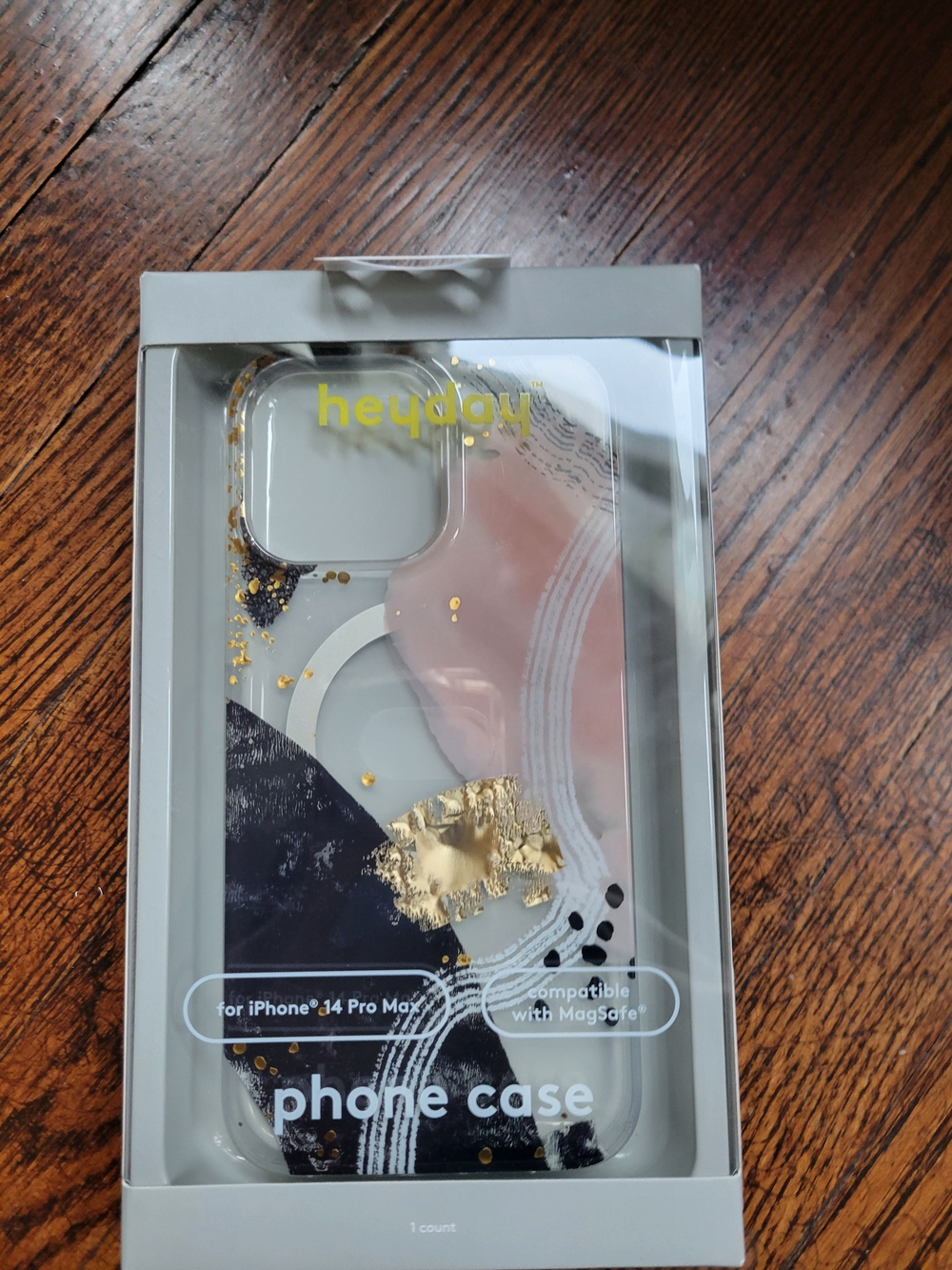 Heyday IPhone 14 Pro Max Case - Pink, Black & Gold Abstract New